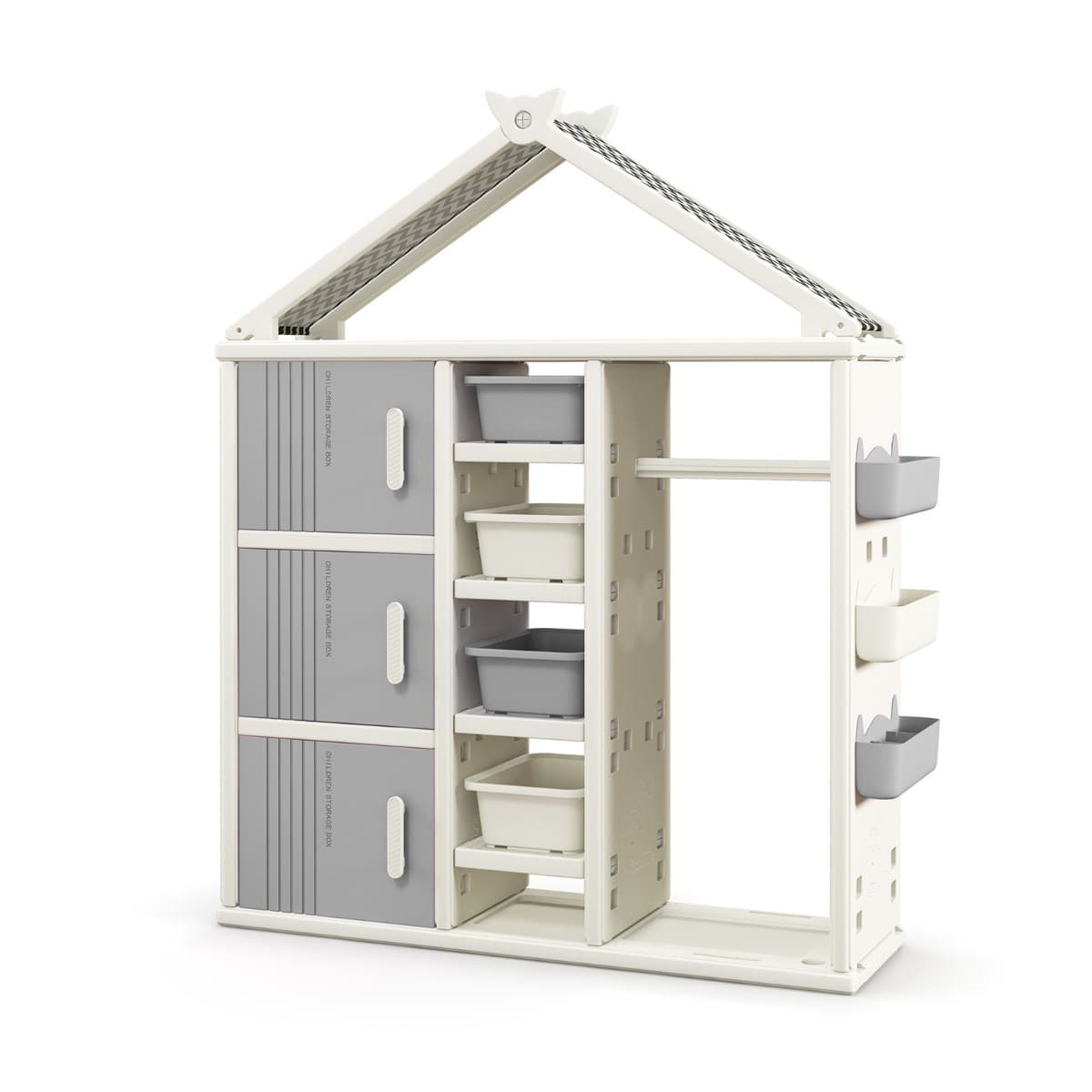 CostwayArmoire de Rangement pour Enfants Armoire à Vêtements Suspendue Organisateur de Rangement de Vêtements 130 x 34 x 156 cm Gris