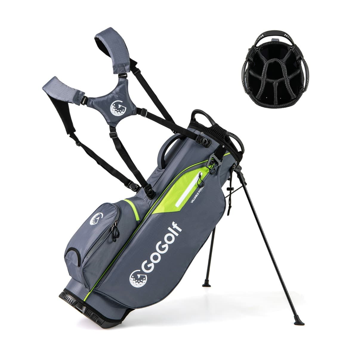CostwaySac de Golf Léger avec 8 Compartiments Supérieurs et 5 Poches Zippées Bandoulière Réglable Housse de Pluie et Porte-parapluie Gris