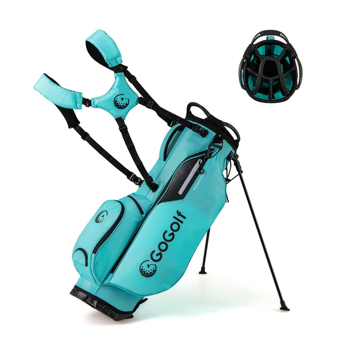 CostwaySac de Golf Léger avec 8 Compartiments Supérieurs et 5 Poches Zippées Bandoulière Réglable Housse de Pluie et Porte-parapluie Bleu