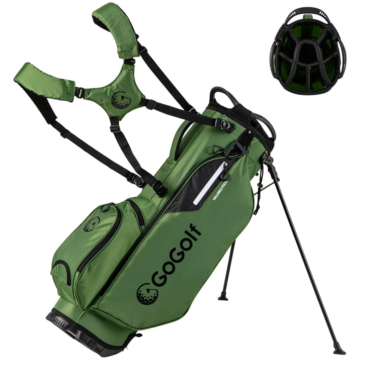 CostwaySac de Golf Léger avec 8 Compartiments Supérieurs et 5 Poches Zippées Bandoulière Réglable Housse de Pluie et Porte-parapluie Vert