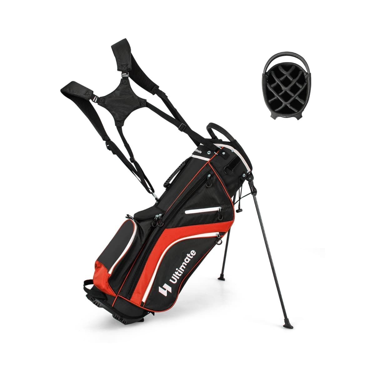 CostwaySac de Golf avec Support Sac de Club de Golf avec Séparateurs Supérieurs à 14 Directions 6 Poches Sac Isotherme Double Sangle Capuche