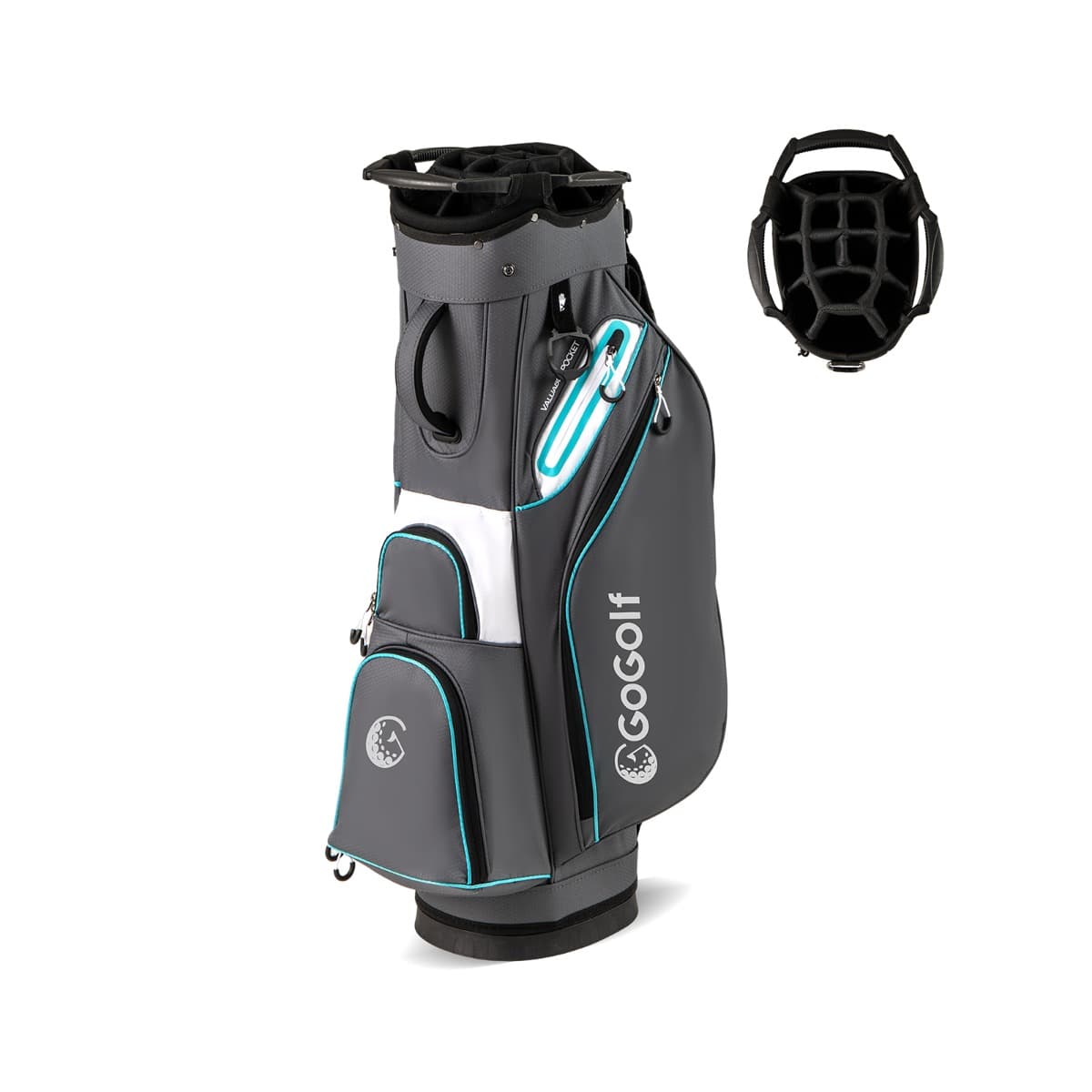 CostwaySac de Golf pour Chariot Sac de Golf Léger avec 14 Compartiments sur le Dessus Sac de Rangement Portable pour Clubs de Golf Gris