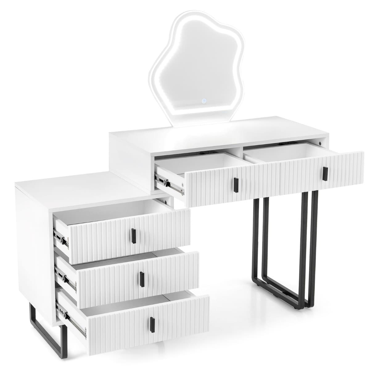 Coiffeuse avec Miroir et Lumières Table de Maquillage avec 3 Modes d'Éclairage Luminosité Réglable 5